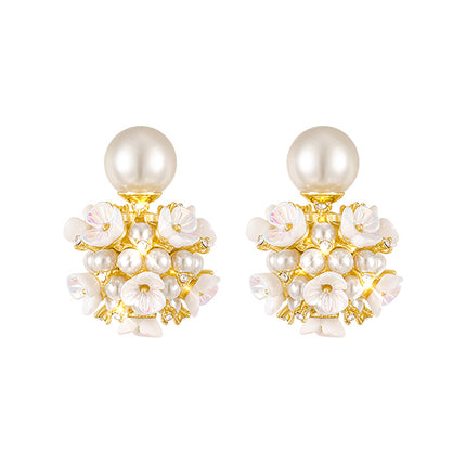 Diamond Pearl Fashion for Women Earrings-Shell Pearls