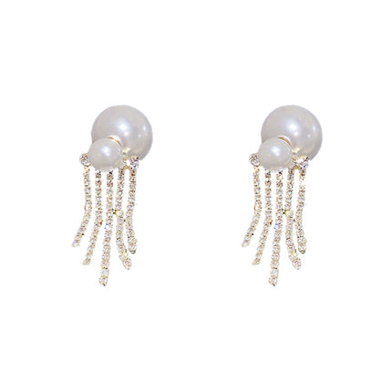 Diamond Pearl Fashion for Women Earrings-Tassel