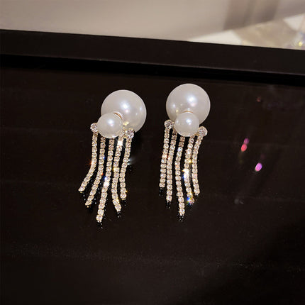 Diamond Pearl Fashion for Women Earrings-Tassel