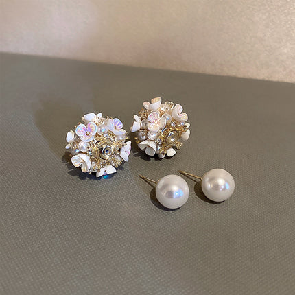 Diamond Pearl Fashion for Women Earrings-Shell Pearls