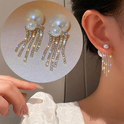 Diamond Pearl Fashion for Women Earrings-Tassel