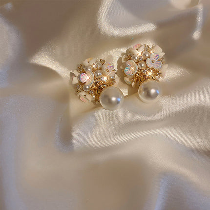 Diamond Pearl Fashion for Women Earrings-Shell Pearls