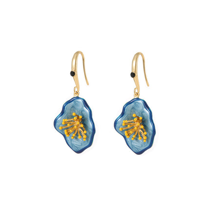 Van Gogh oil painting color matching, three-dimensional flower earrings