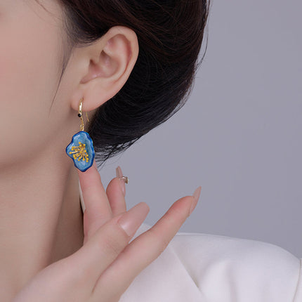 Van Gogh oil painting color matching, three-dimensional flower earrings