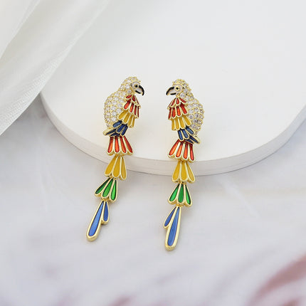 Nature creative colorful Parrot earrings