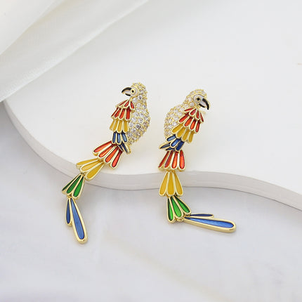 Nature creative colorful Parrot earrings