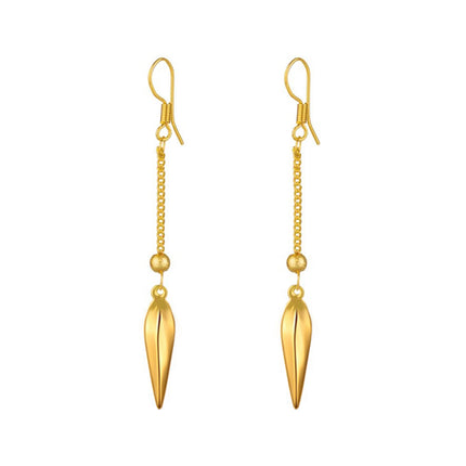 Internet Celebrity Ins Long Gold Plated Earrings-Spearhead