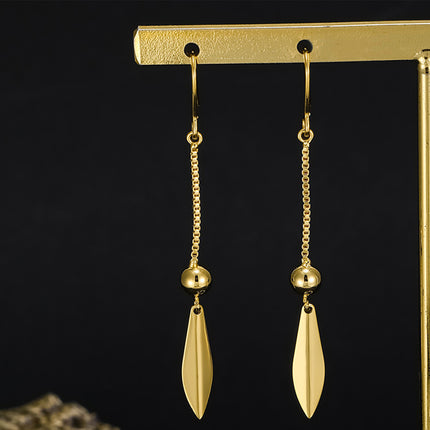 Internet Celebrity Ins Long Gold Plated Earrings-Spearhead