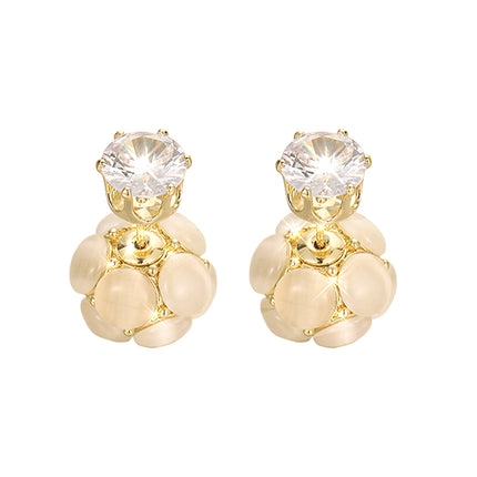 Diamond Pearl Fashion for Women Earrings-Cat Eye Ball