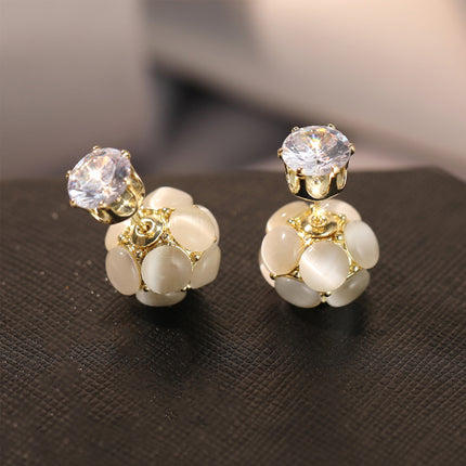 Diamond Pearl Fashion for Women Earrings-Cat Eye Ball