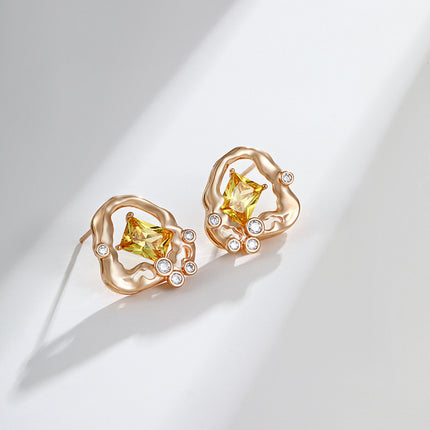 A Niche Temperament Luxurious and Exquisite Earrings-Yellow Diamond