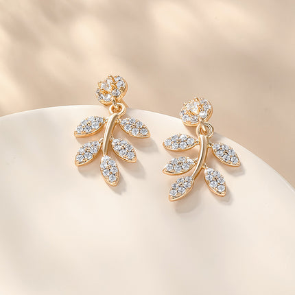 A Niche Temperament Luxurious and Exquisite Earrings-Leaf