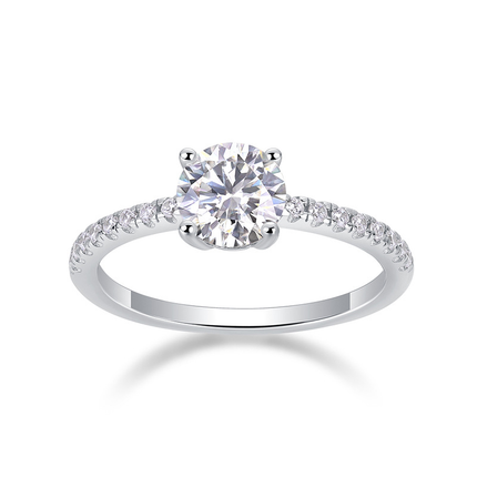 1 carat S925 silver vow ring moissanite