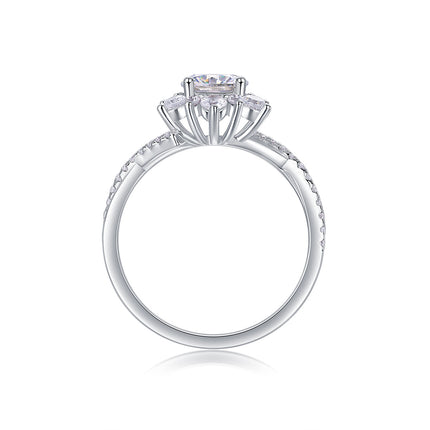 S925 silver moissanite ring with six prongs