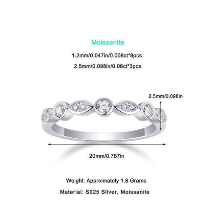 S925 silver ring moissanite (7 granule)