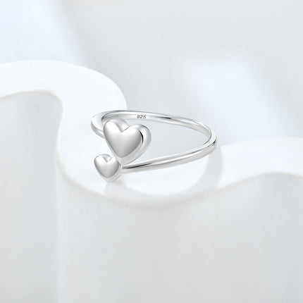 Silver love open ring versatile adjustable size women's ring