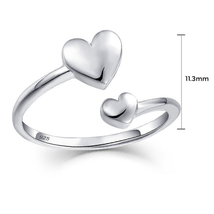 Silver love open ring versatile adjustable size women's ring