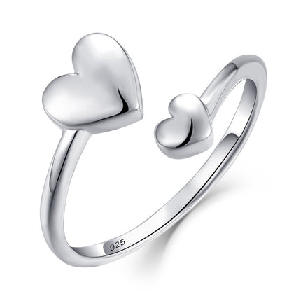 Silver love open ring versatile adjustable size women's ring