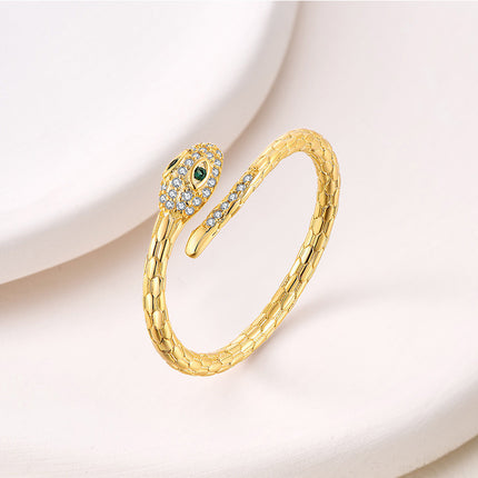 Gold Diamond Open Snake Ring for Men and Women