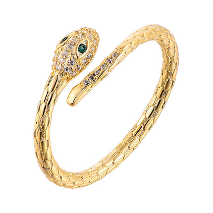 Gold Diamond Open Snake Ring for Men and Women