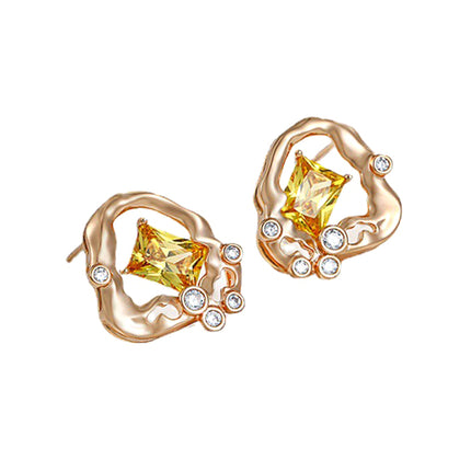 A Niche Temperament Luxurious and Exquisite Earrings-Yellow Diamond